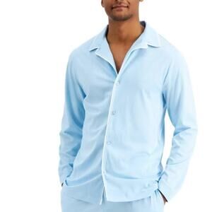 Club Room cotton blend notched sleep shirt light blue Size M